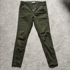 LOFT Dark Green Ankle-Button Trousers